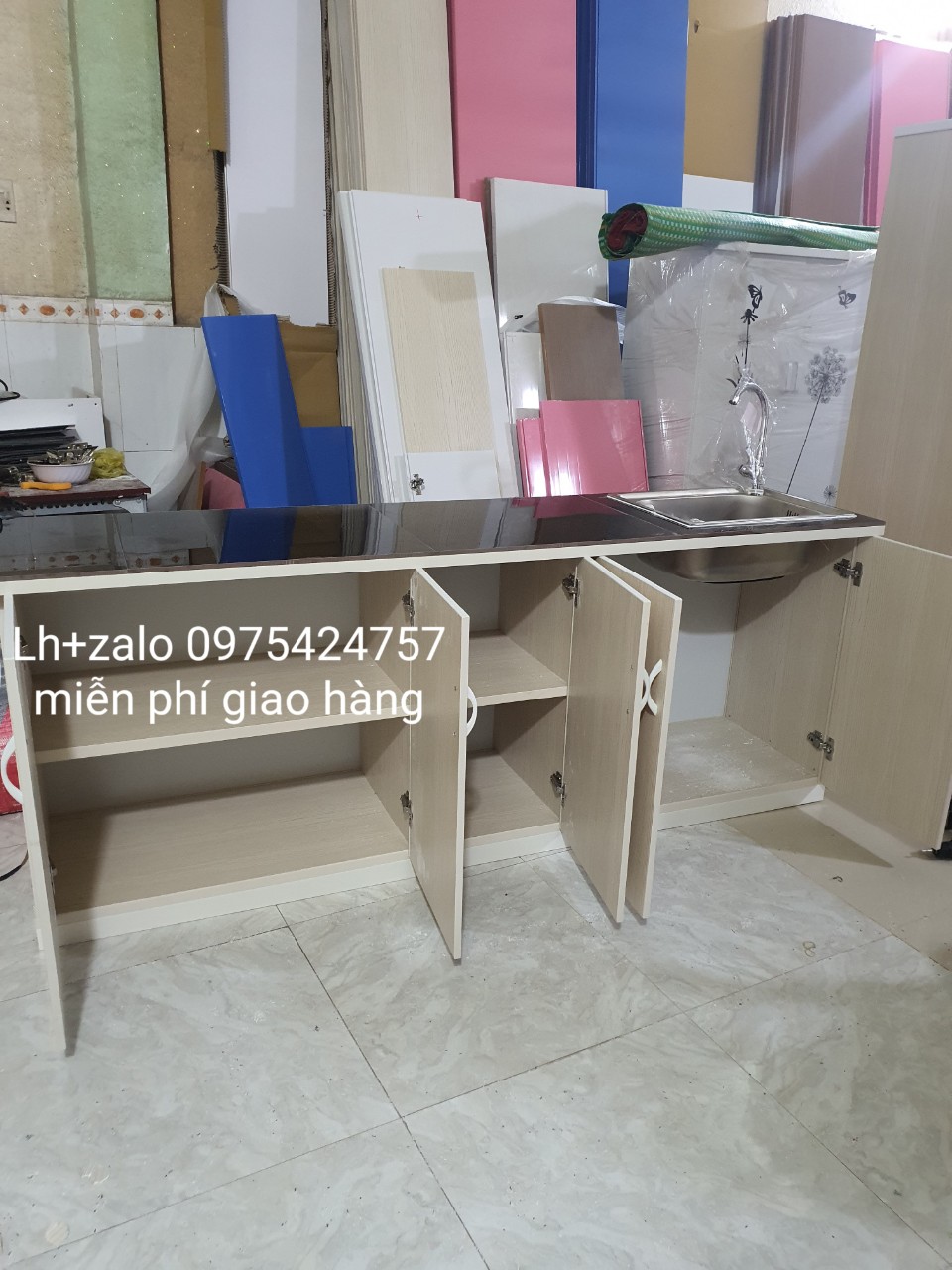 Tủ bếp sẵn bồn nhựa đài loan
