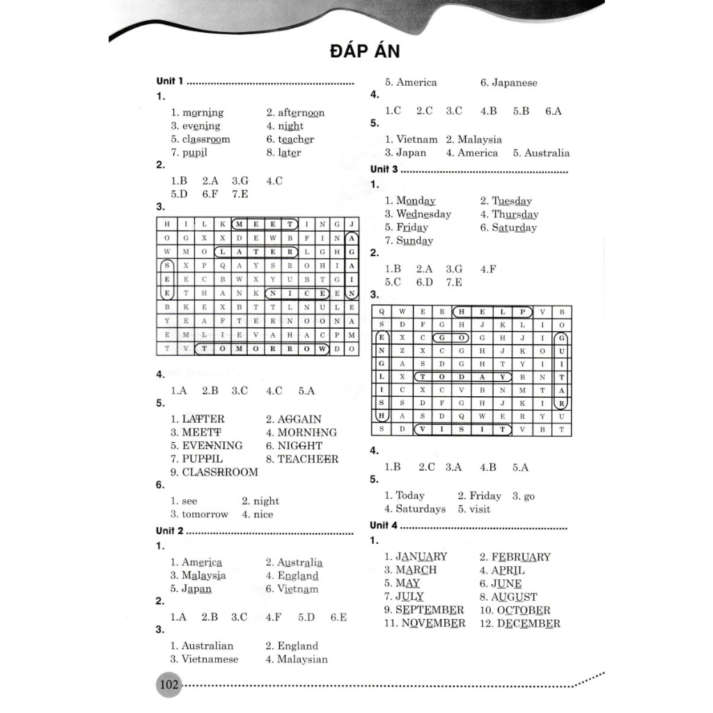 Sách - Bài tập từ vựng tiếng anh lớp 4