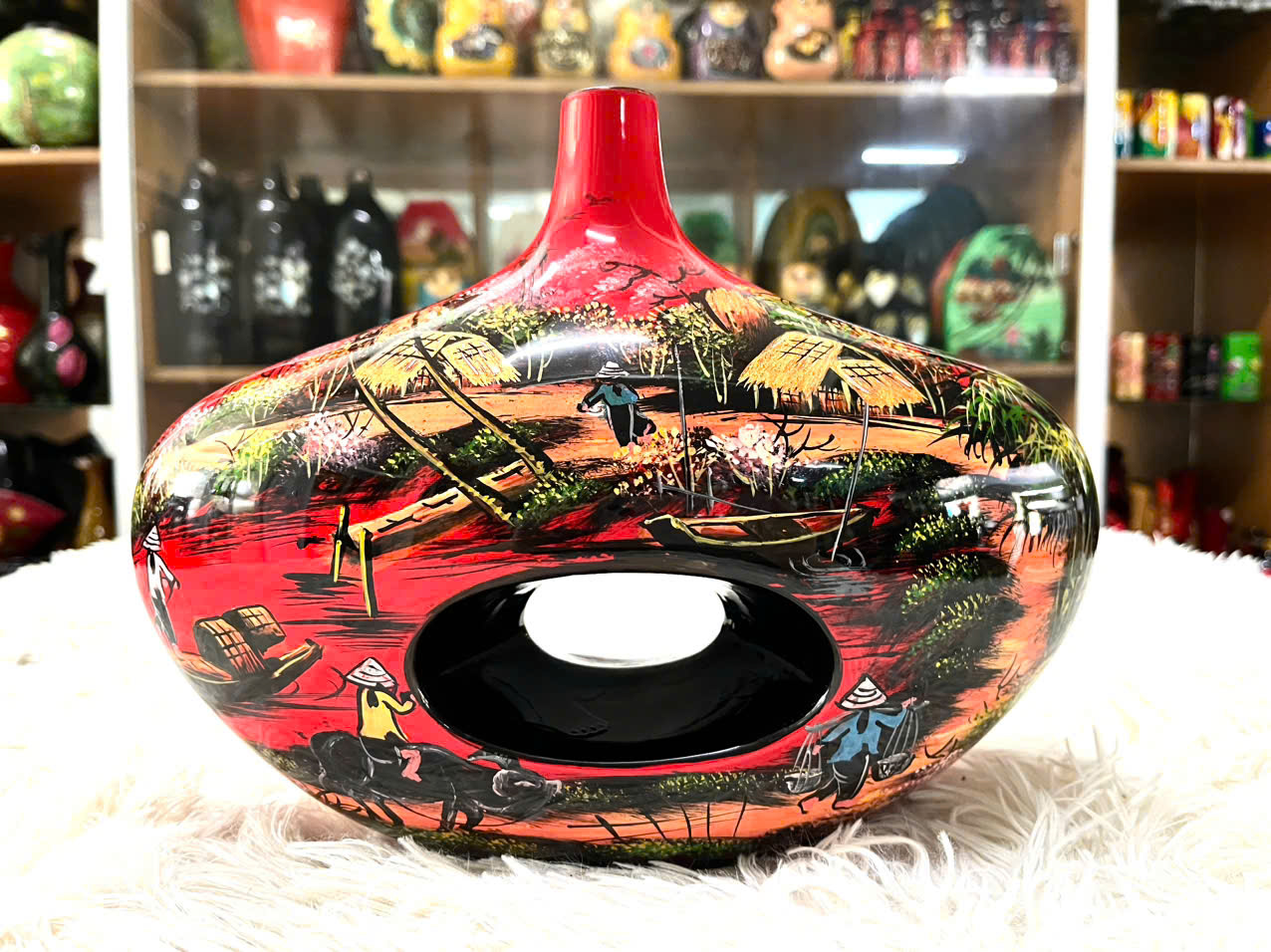 Bình Hoa Sơn Mài Cao Cấp mẫu B15 size 20x27x12 cm cắm hoa, trang trí kệ, bàn làm việc, quà tặng ý nghĩa