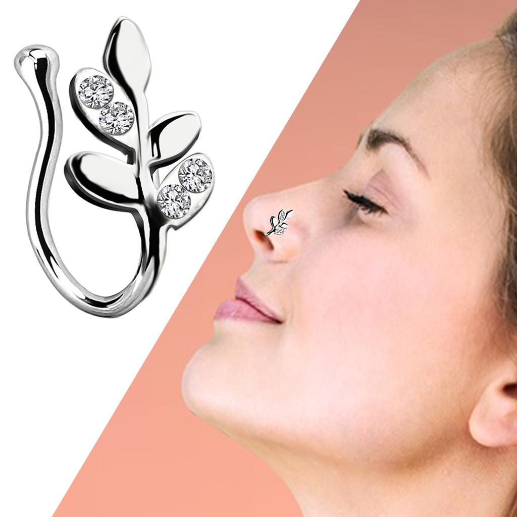 2 Pieces Fake Nose Rings 18G Clip On Nose Hoop Rings 18 Gauge Gold Silver