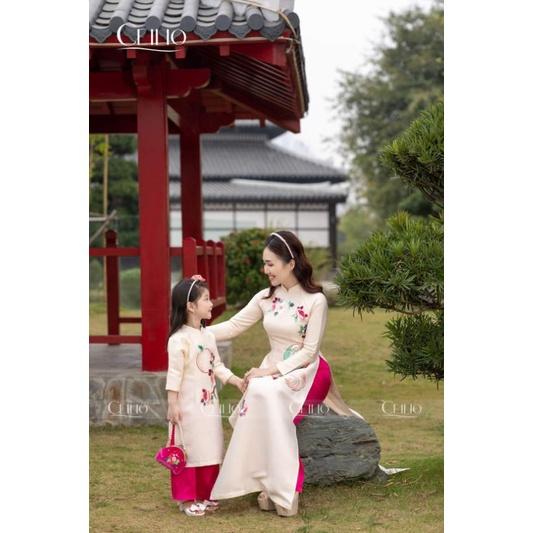Sét áo dài cách tân tết mẹ bé gia đình cao cấp đẹp nhẹ nhành thanh lịnh áo dài thiết kế chất tapta cao cấp giá rẻ