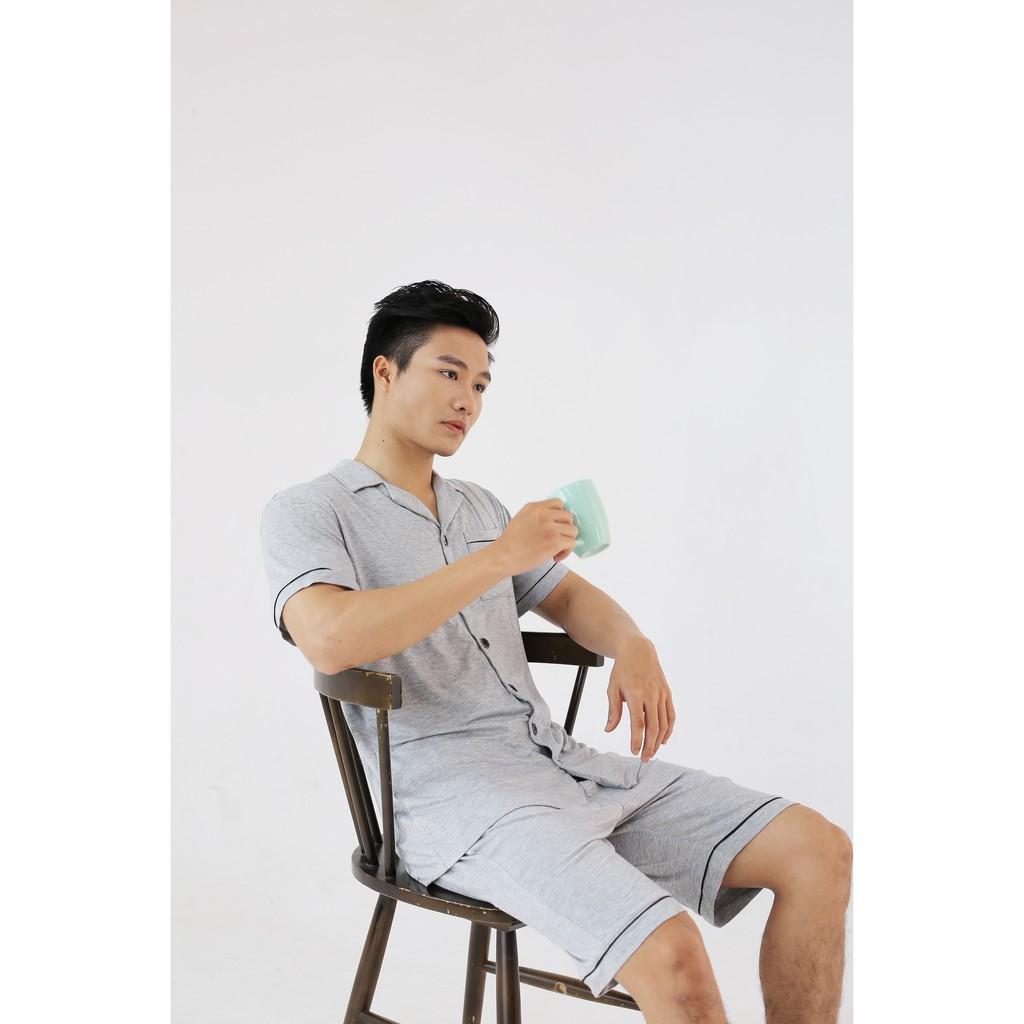 Pyjama nam cộc tay vải bamboo cao cấp Chou's - màu ghi (pre-order)