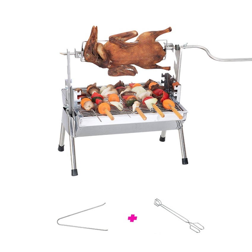 Bếp nướng than hoa đa năng 2 in 1,bếp nướng than hoa không khói,nướng ngoài trời,lò nướng thịt bằng than,inox DNS
