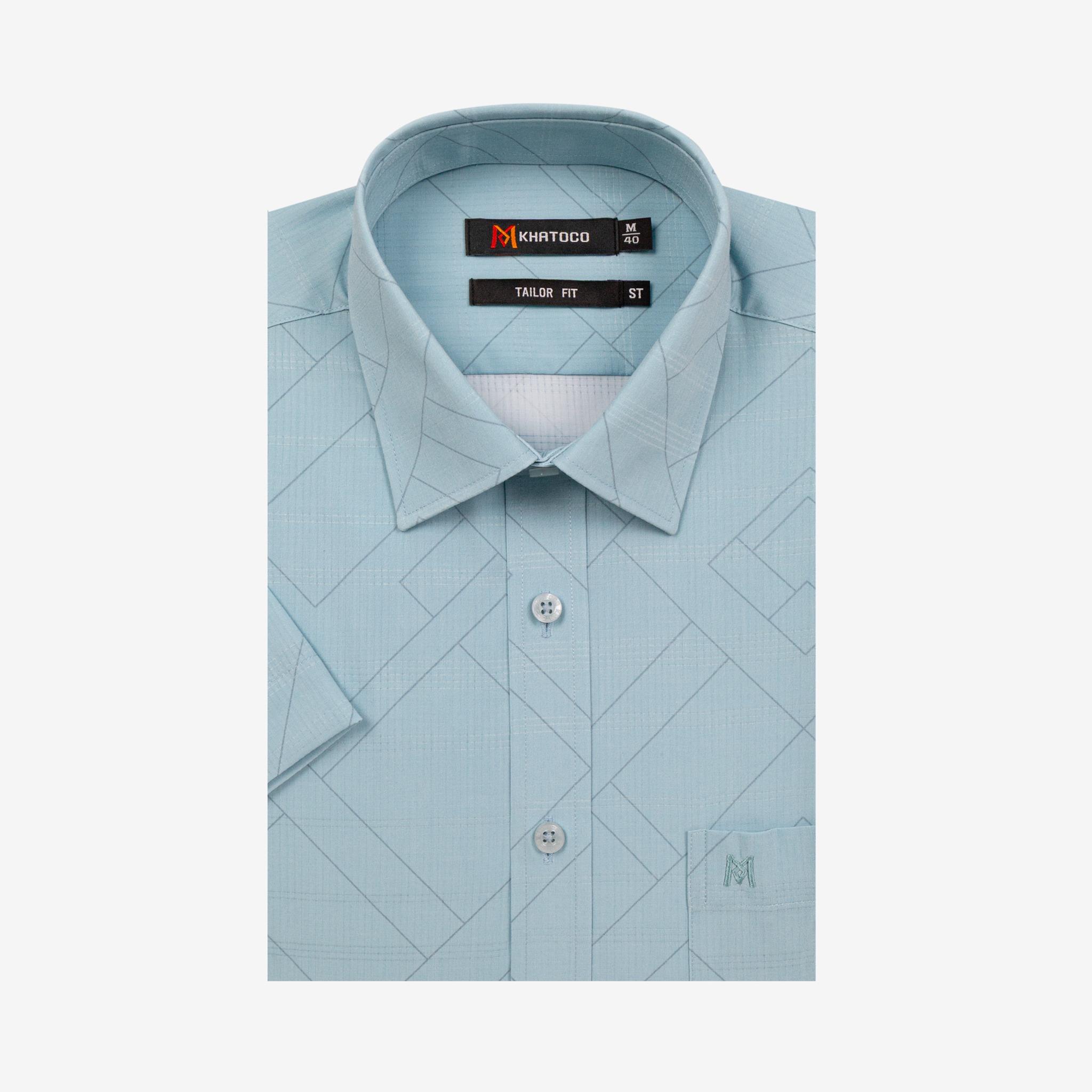 Áo sơ mi nam KHATOCO Tailor Fit ngắn tay A1MN518T2-CNIN730-2703-N