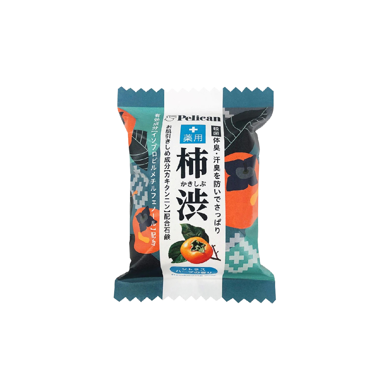 Xà Phòng Tắm Giảm Mùi Cơ Thể Chiết Xuất Quả Hồng Và Lá Trà Xanh Pelican Deodorizing Soap 80G