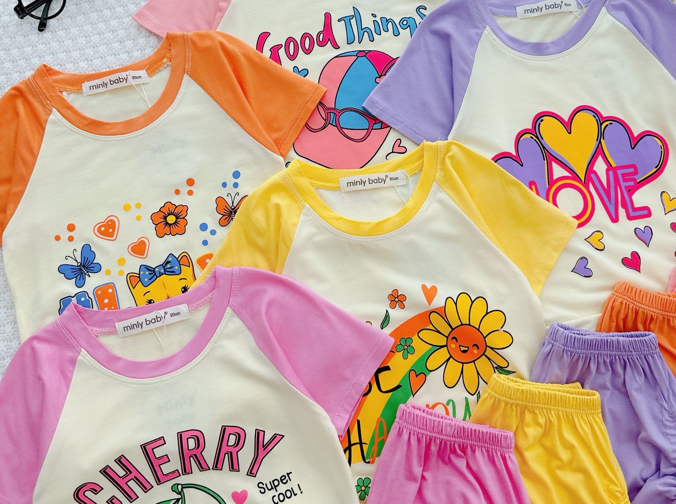 Đồ bộ bé gái, bộ mùa hè cho bé gái họa tiết trái cây con vật đáng yêu size 5-28kg chất cotton mềm mịn mát