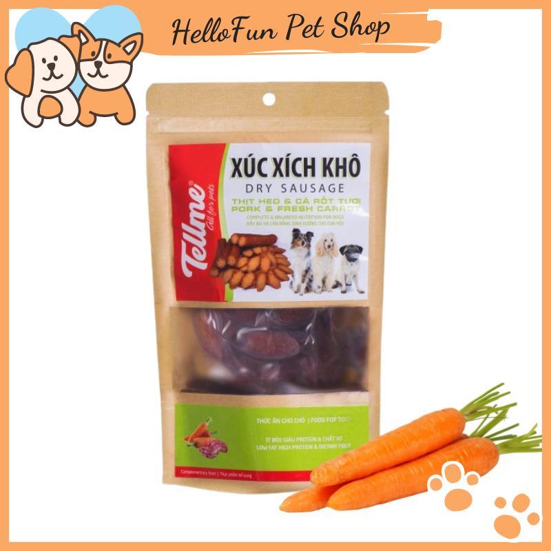 Xúc xích khô Tellme cắt lát cho chó - Đồ ăn vặt cho thú cưng (70g) - Thịt heo &amp; Cà rốt