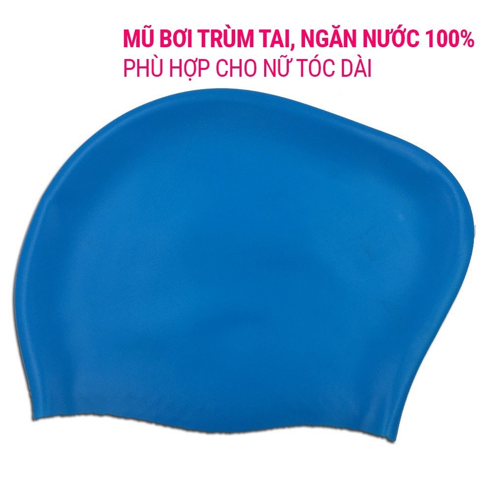 Mũ bơi người lớn chất liệu silicone cao cấp dododios dùng được cho nam, nữ ngăn nước, trùm được búi tóc dài - Mũ bơi trùm tai - Mũ bơi trùm búi tóc - Chính hãng dododios