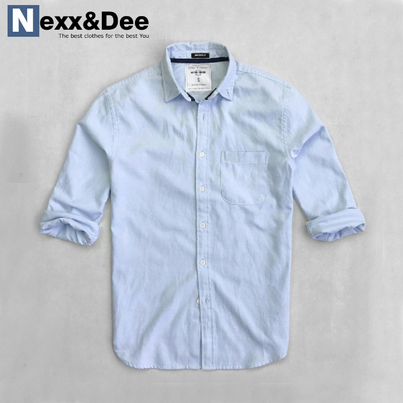 Áo sơ mi nam tay dài trắng công sở đi tiệc vải oxford denim có túi cao cấp SM02