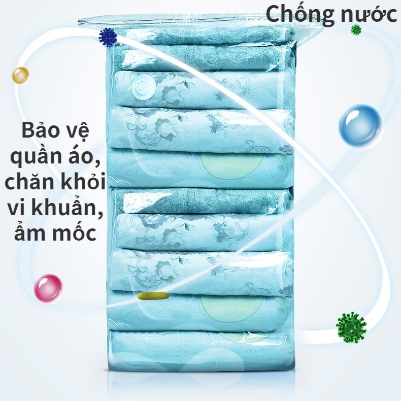 Túi Nén Chân Không Có Đáy Vuông Đựng Quần Áo Chăn Màn Tiện Dụng Không Cần Bơm Tiết Kiệm Không Gian