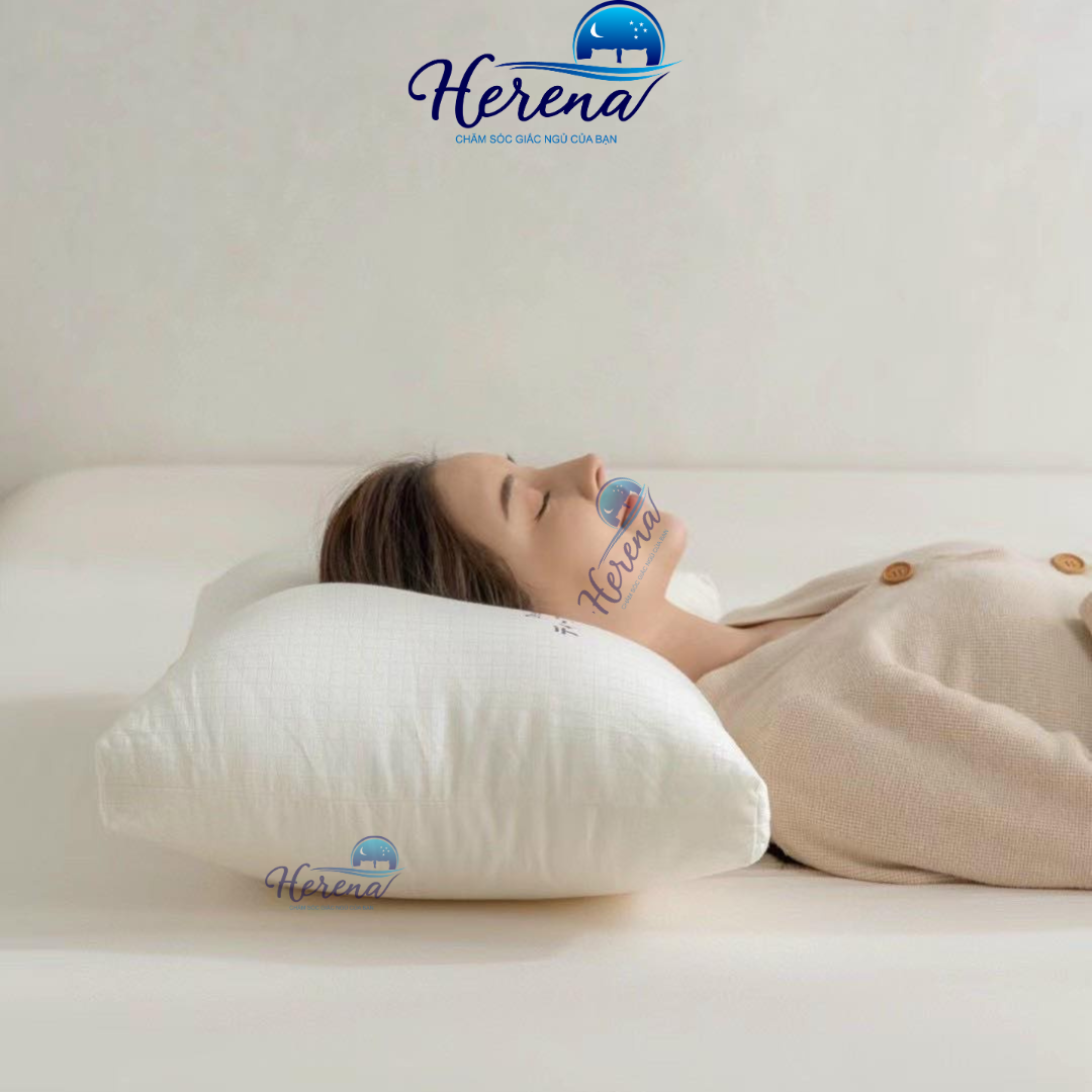 Ruột Gối Lông Vũ Cao Cấp HERENA Gối bông hơi nằm ngủ chống đau cổ vai gáy kích thước 50x70 cm