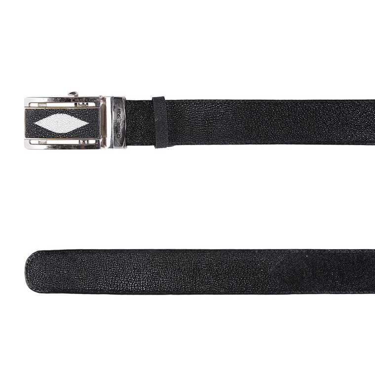 HJ4501-02-03-04 - Thắt lưng nam da cá đuối Huy Hoàng màu đen