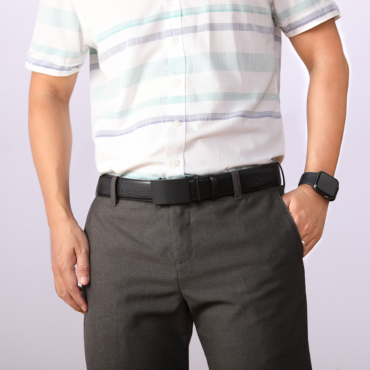 Thắt Lưng Nam DAVANTI Da Bò Công Sở Vân Miu Sang Trọng DT239D40