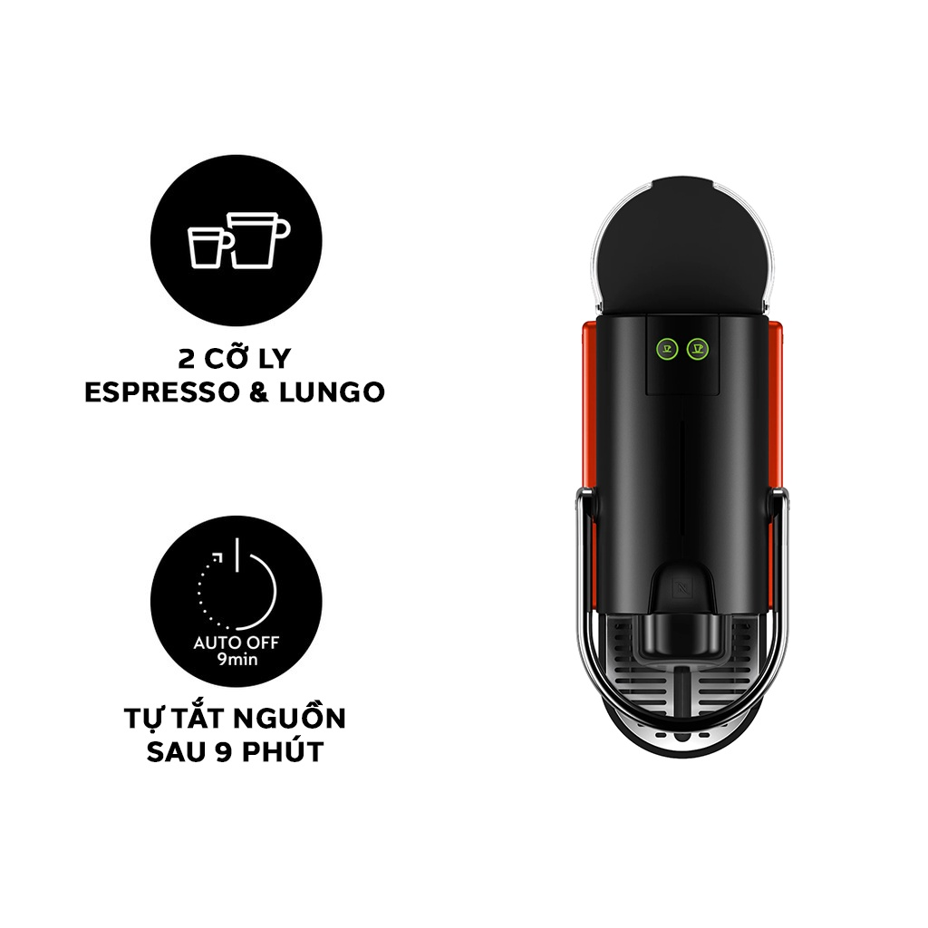 Bộ máy pha cà phê Nespresso Pixie Đỏ &amp; máy đánh sữa Aeroccino 3 - Hàng chính hãng