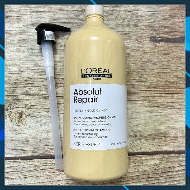 Dầu gội L'OREAL SERIE EXPERT Absolut Repair Shampoo Gold Quinoa phục hồi tóc hư tổn (New 2021) 1500ml