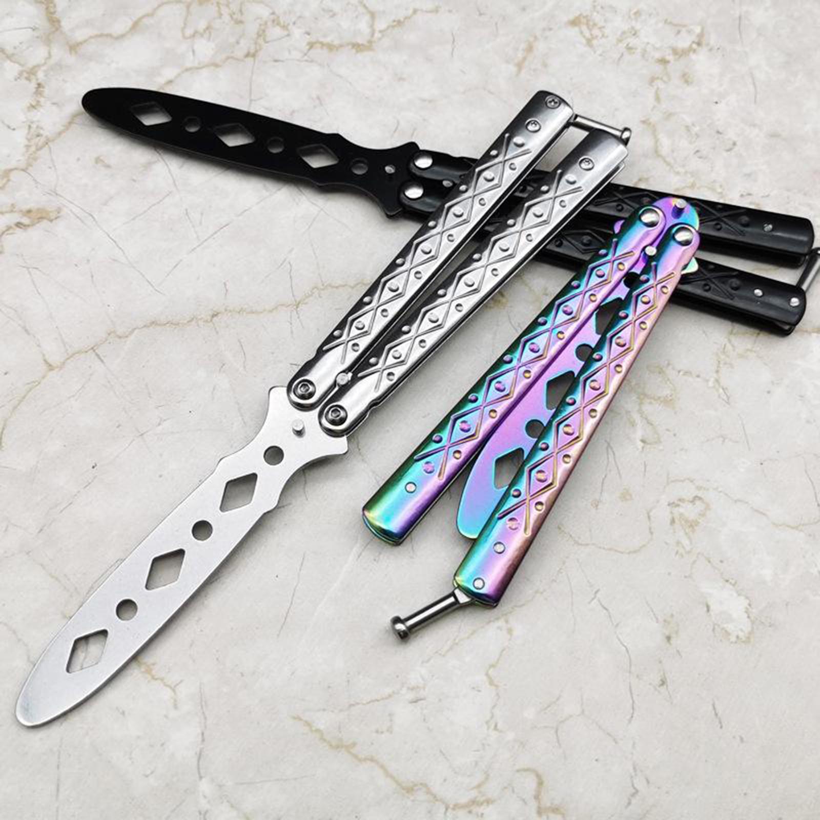 Set of 2 Butterfly Balisong Trainer Training Knife Tool Safe Use Gifts
