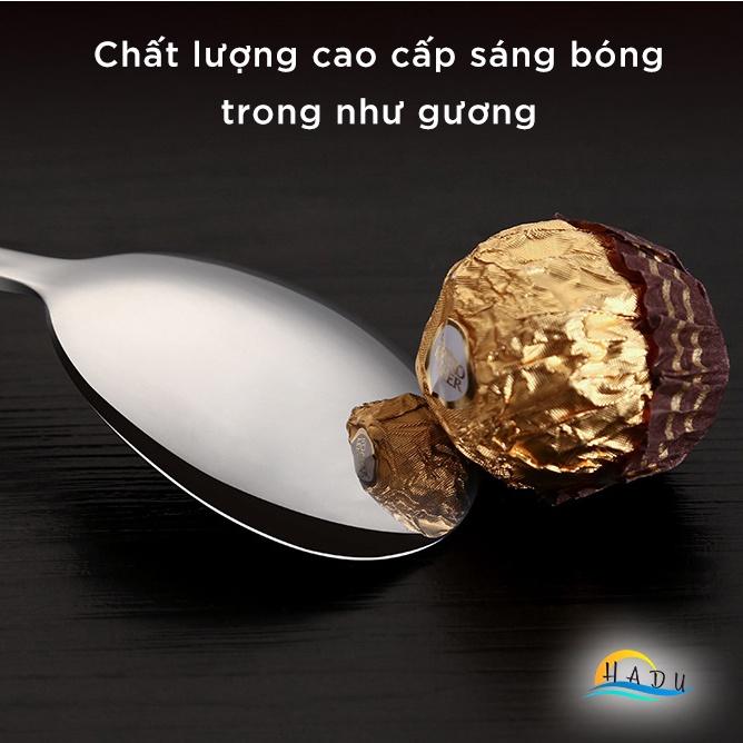 [6 Cái] Thìa Muỗng Inox Cán Dài 304 Cao Cấp Ăn Phở Đạt Tiêu Chuẩn Chất Lượng Đức HADU