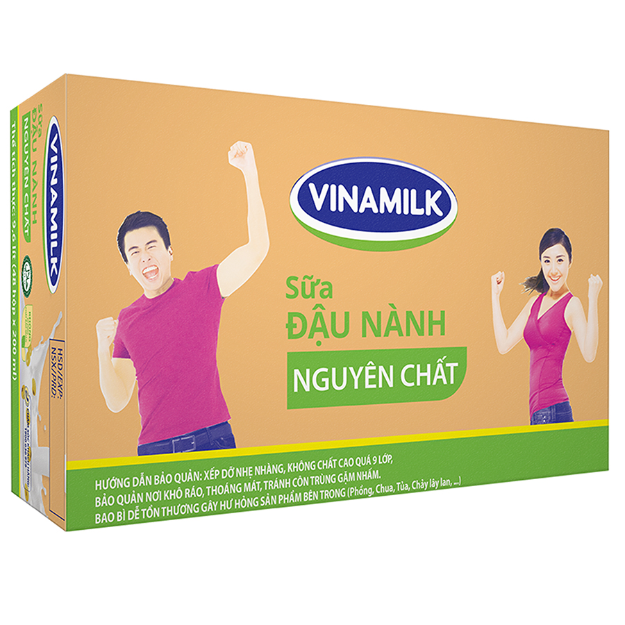 Thùng 48 Hộp Sữa Đậu Nành Vinamilk Nguyên Chất (200ml)