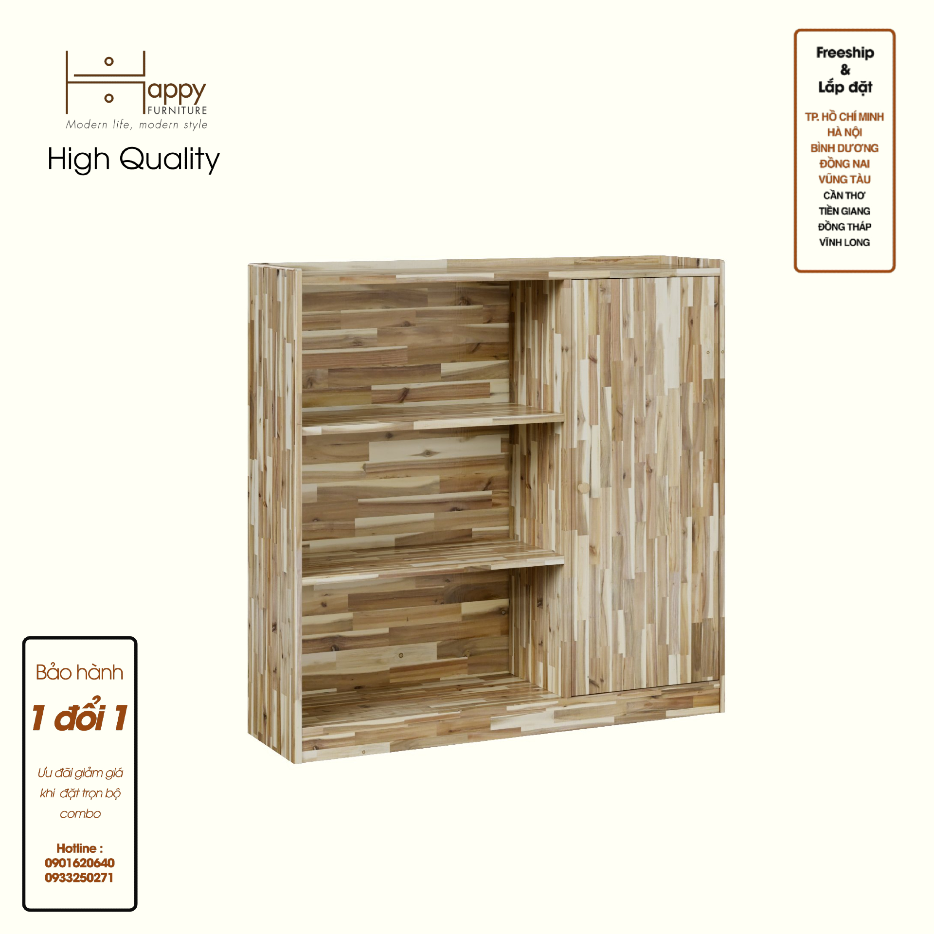 HAPPY FURNITURE , Gỗ tự nhiên , Tủ lưu trữ 1 cửa mở - GAMZE , TCM_197 , 110cm x 30cm x 108cm