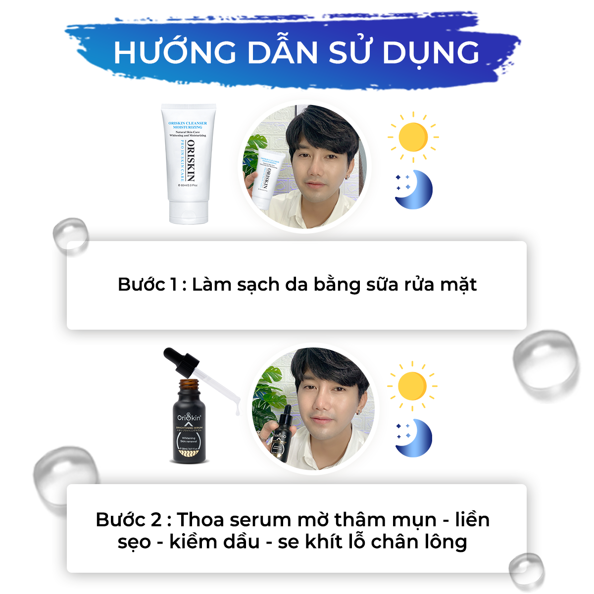 Serum Dành Cho Nam Giới Dưỡng Trắng Mờ Thâm Mụn, Kiềm Dầu, Se Khít Lỗ Chân Lông, Oriskin Brightening Serum 20 ml