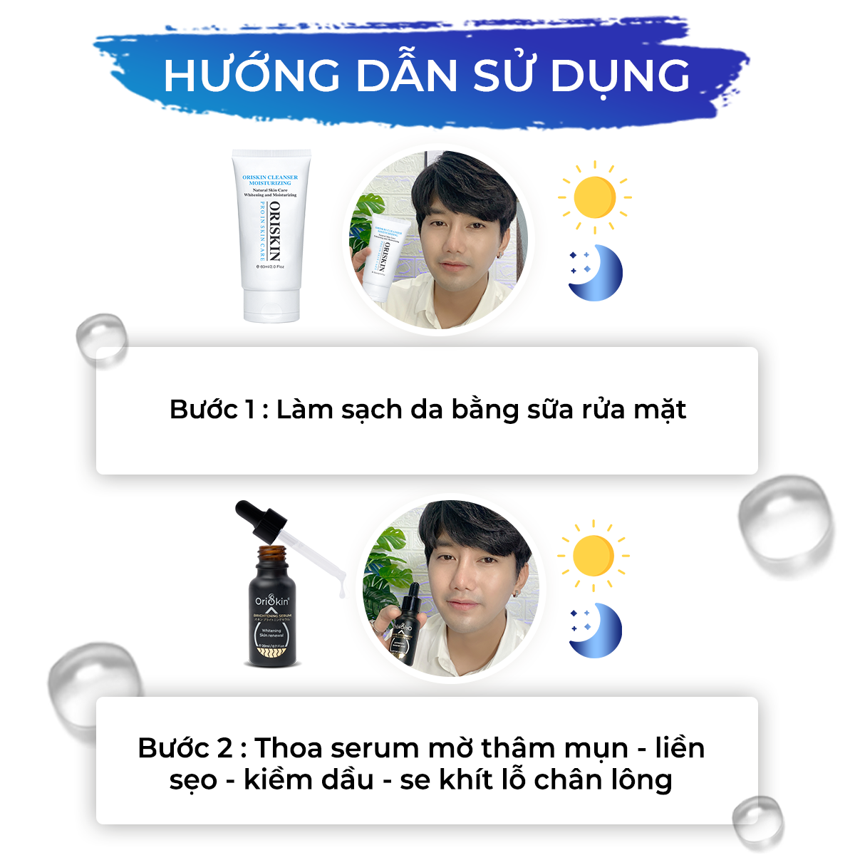 Serum Dành Cho Nam Giới  Dưỡng Trắng Mờ Thâm Mụn, Kiềm Dầu, Se Khít Lỗ Chân Lông,  Oriskin Brightening Serum 20 ml 