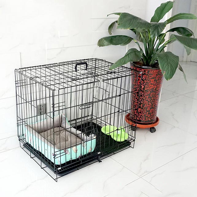 Lồng sơn tĩnh điện nan dày Màu đen Dành cho chó mèo