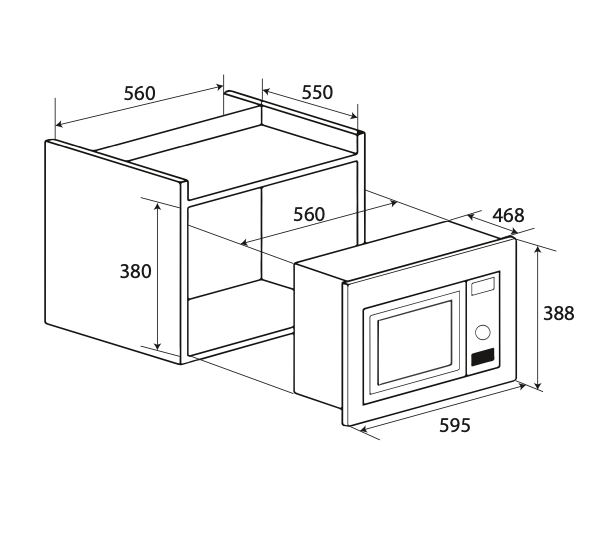 Lò Vi Sóng Kết Hợp Nướng Âm Tủ KAFF KF-MC34L - Màu Đen 34L Malaysia - Hàng Chính Hãng