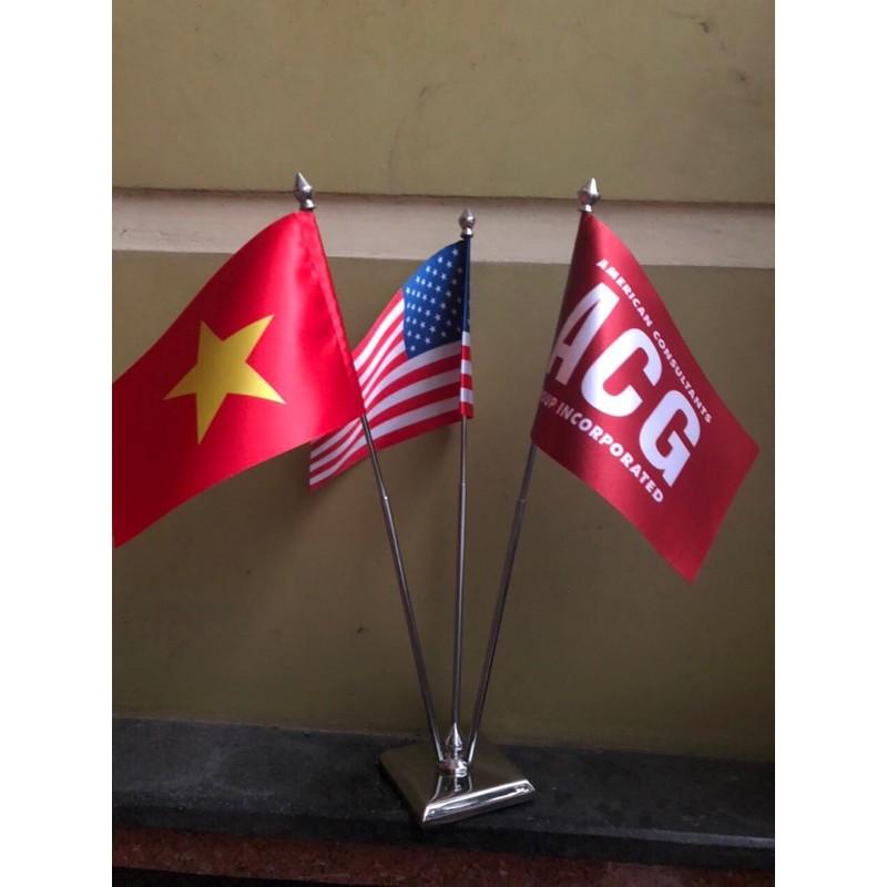 Cờ để bàn đế inox 3
