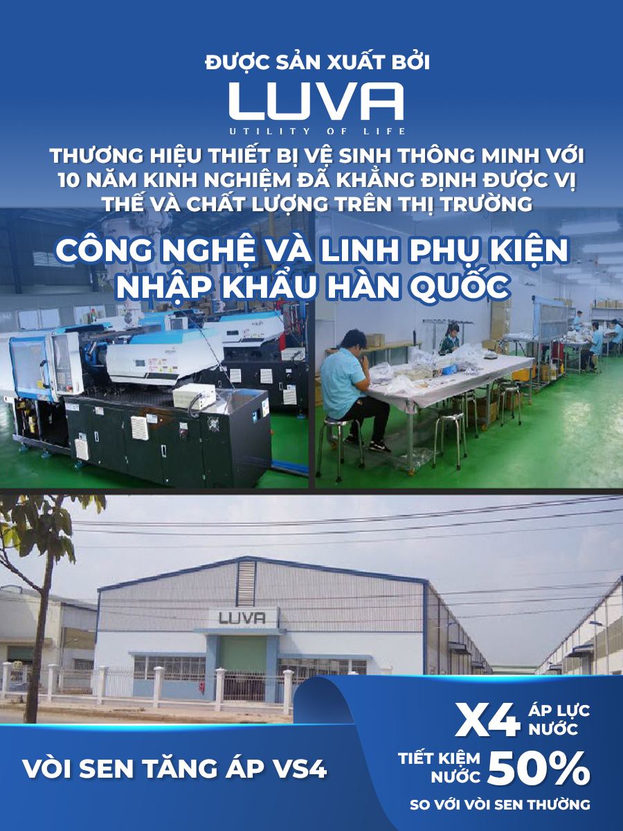 Vòi hoa sen tăng áp Luva VS4, tăng áp lực nước, hàng chính hãng