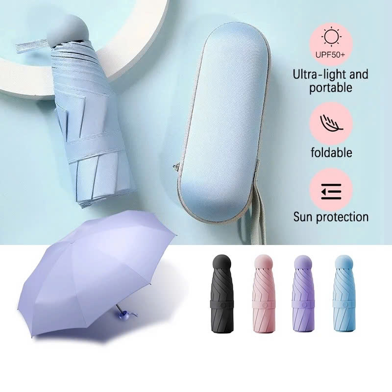 Ô Dù Gấp Gọn Mini 19cm, Dù Che Mưa, Dù Chống Tia Uv Mini Siêu Gọn 8 Xương, Có Hộp Đựng Chống Sốc - Hàng Chính Hãng - Giao Màu Ngẫu Nhiên