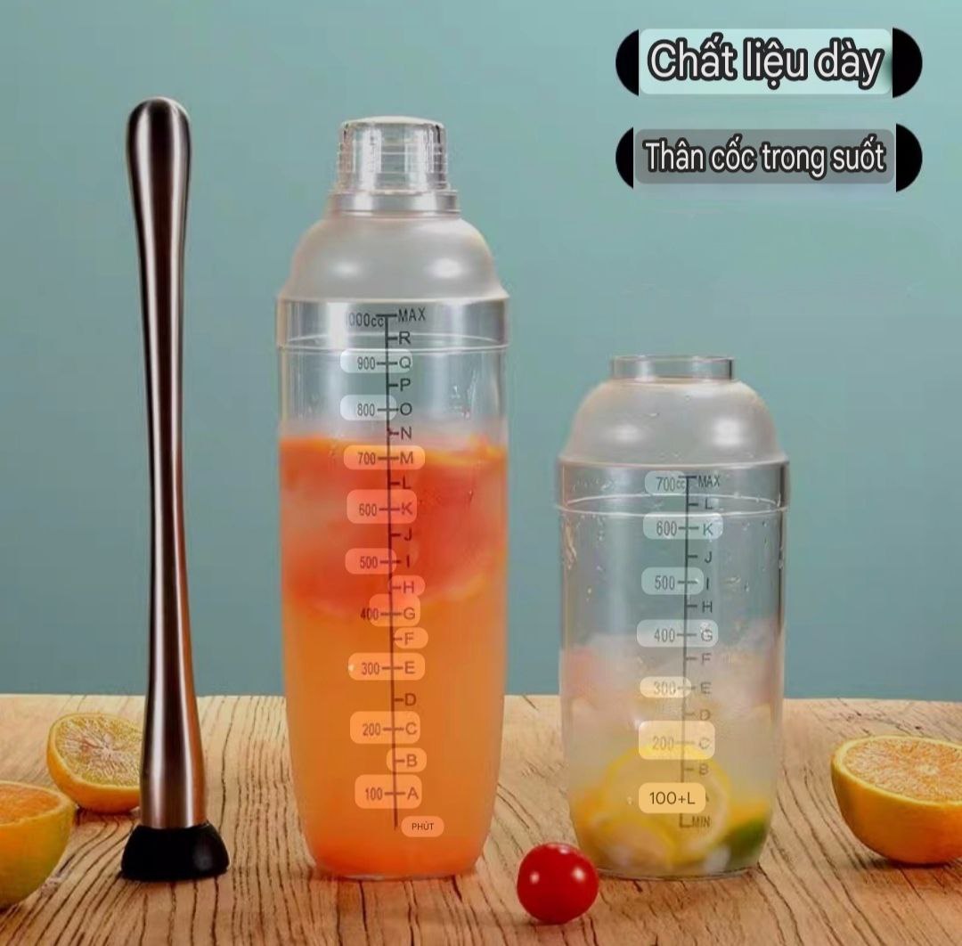 Bình Lắc pha chế, dụng cụ pha chế Bình Lắc Cocktail Shaker Nhựa Có Vạch Chia mil rõ nét Pha Chế Trà Sữa Trà Chanh, Cocktail , Cafe