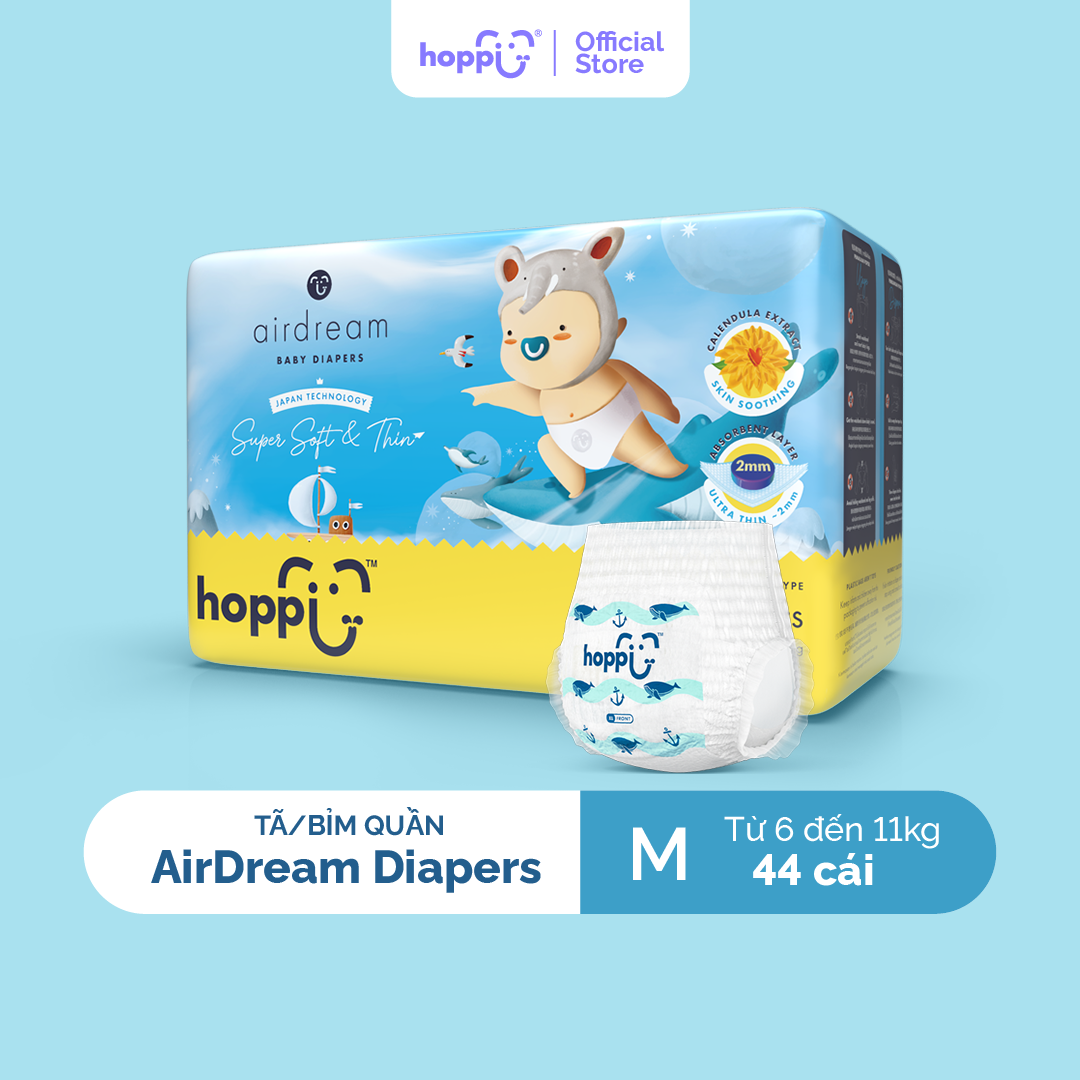 Tã / bỉm quần Hoppi AirDream Diaper số lượng M 44 / L 38 / XL 32 / XXL 28 miếng