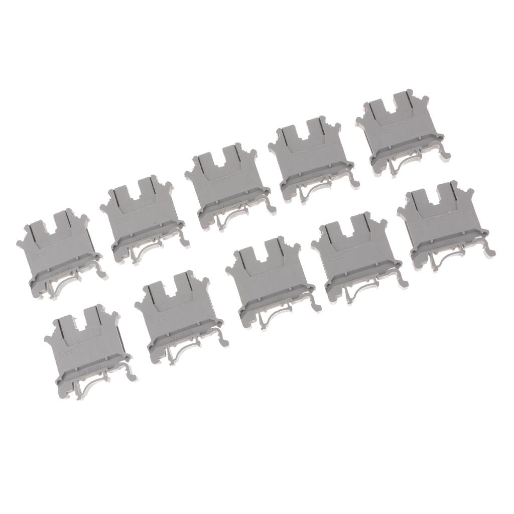 10 Pcs DIN Rail Terminal Block Screw Type UL 800V 0.2-4mm² gray UK-5N