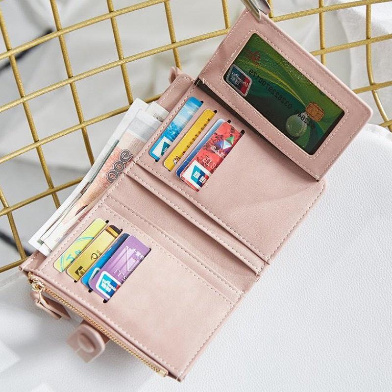 Ví da nữ mini dáng gập trơn màu cao cấp BAG U VIG155