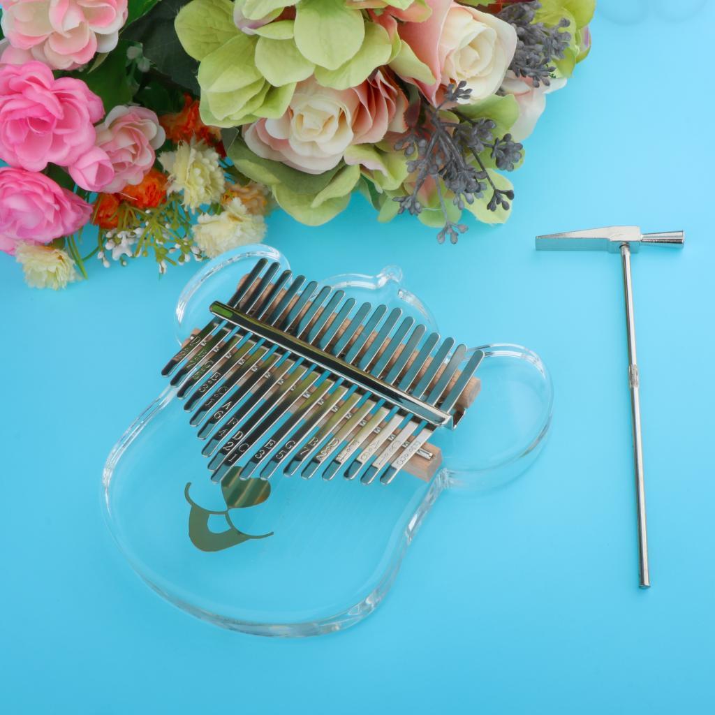 Portable Kalimba 17 Key Thumb Piano Clear for Beginner with Bag Tuner Hammer Finger Guards