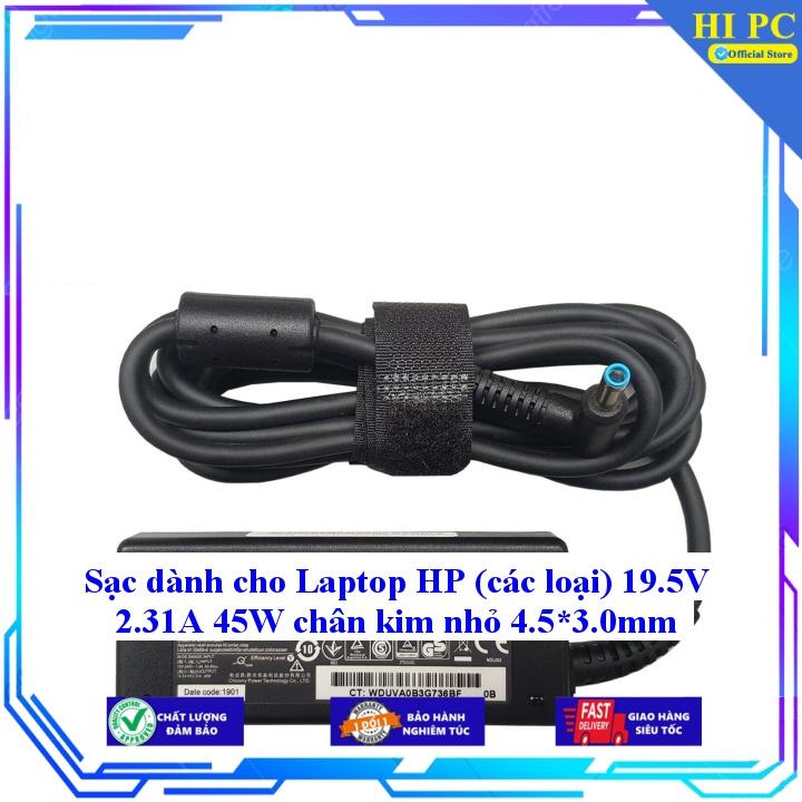 Sạc dành cho Laptop HP (các loại) 19.5V 2.31A 45W chân kim nhỏ 4.5*3.0mm - Kèm Dây nguồn - Hàng Nhập Khẩu