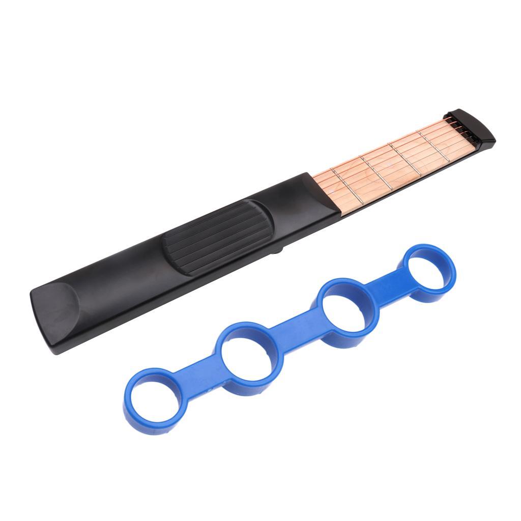 6 Frets Portable Pocket Guitar with Practice Finger Trainer Tools Blue