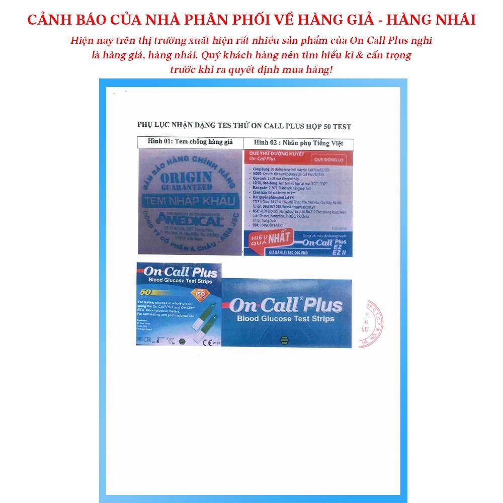 Hộp 25 Que Thử Đường Huyết On Call Plus Có Túi Thiếc Đựng Riêng Từng Test, Chính hãng ACON