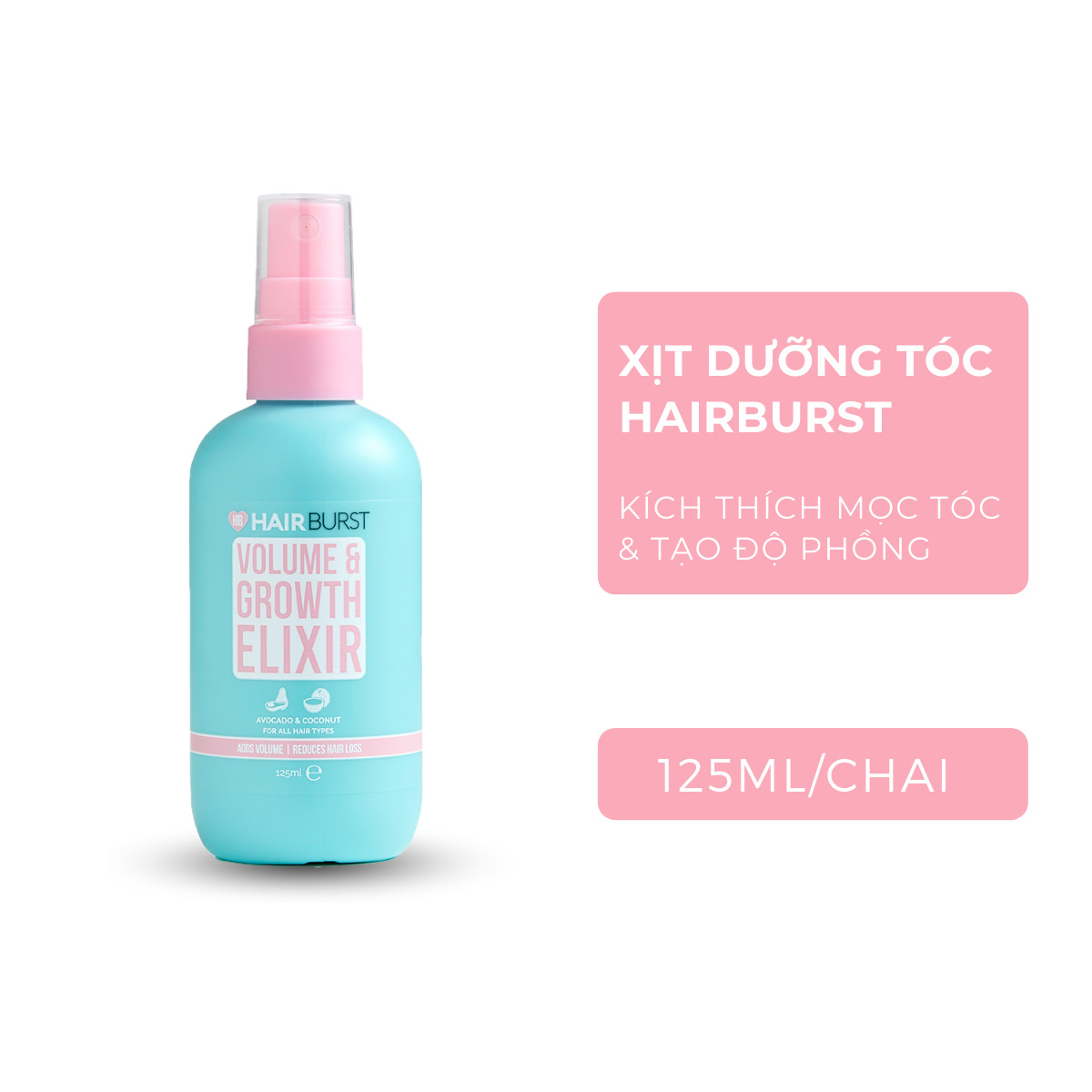 Combo Gội Xả + Xịt Dưỡng Chăm sóc Mọc Tóc Hairburst 700ml + 125ml