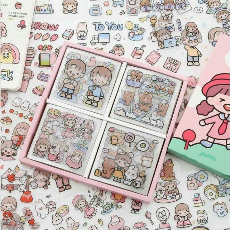 Bộ 1000 sticker Telado cô bé và chú thỏ