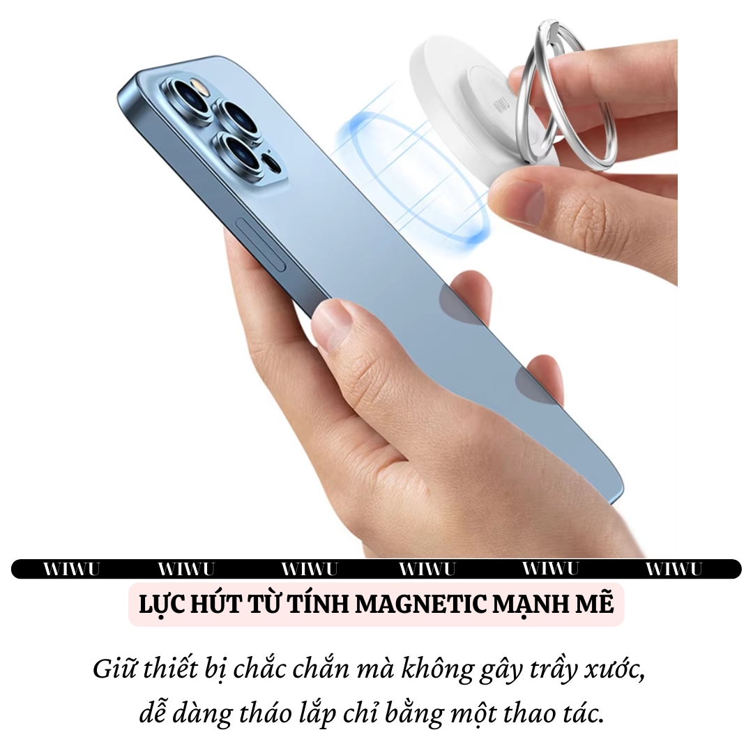 Dock Đế sạc nhanh không dây sạc pin đa năng 3in1 15W từ tính Ring giá đỡ móc tay cho iPhone / điện thoại / watch / cho tai nghe cho airpods hiệu WIWU Wi-W027 chuẩn Qi fast charging iP 16 15 14 13 12 Pro Max - hàng nhập khẩu