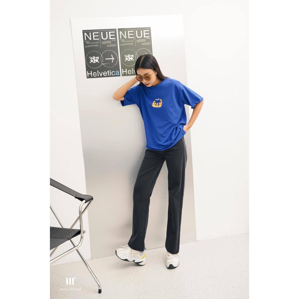 Áo thun tay lỡ Méo shop cổ tròn cotton in chữ Quạc freesize form rộng