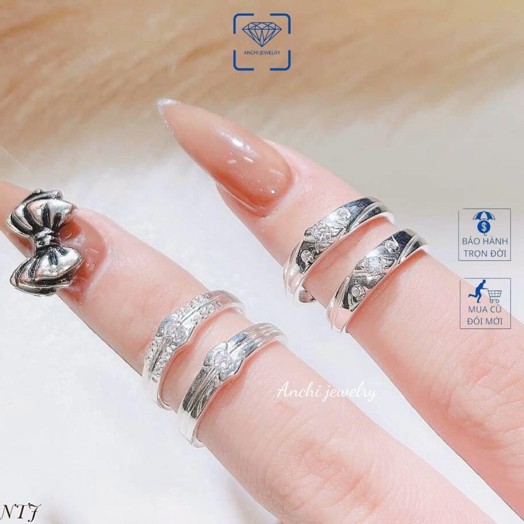 Nhẫn đôi nam nữ khắc trái tim bạc thật đẹp rẻ, Anchi jewelry, quà 8 3