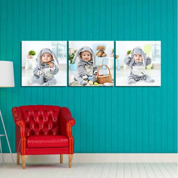 Bộ 3 Tranh Canvas Không Viền Trang Trí "Bé Và Đồ Chơi" W490