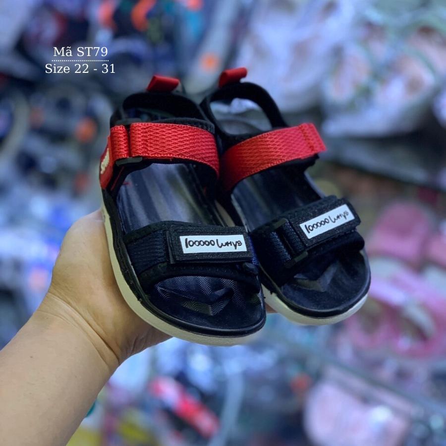 Giày sandal thể thao cho bé trai siêu nhẹ kháng khuẩn êm chất liệu dù da cao cấp mang mùa hè dép quai hậu thiết kế thời trang phù hợp cho trẻ em 1, 2, 3, 4, 5, 6 tuổi đi học đi biển màu xanh đen phối đỏ siêu sang NHÍM SHOP ST79