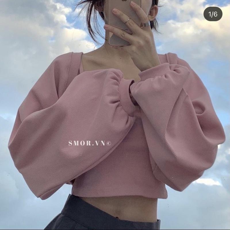 Set áo hai dây kèm với áo khoác croptop