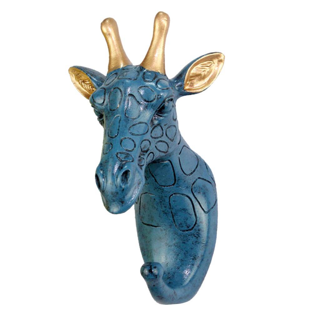 3Pcs Resin Animal Giraffe Head Hook Bags Purse Towels Coat Key Wall Hanger