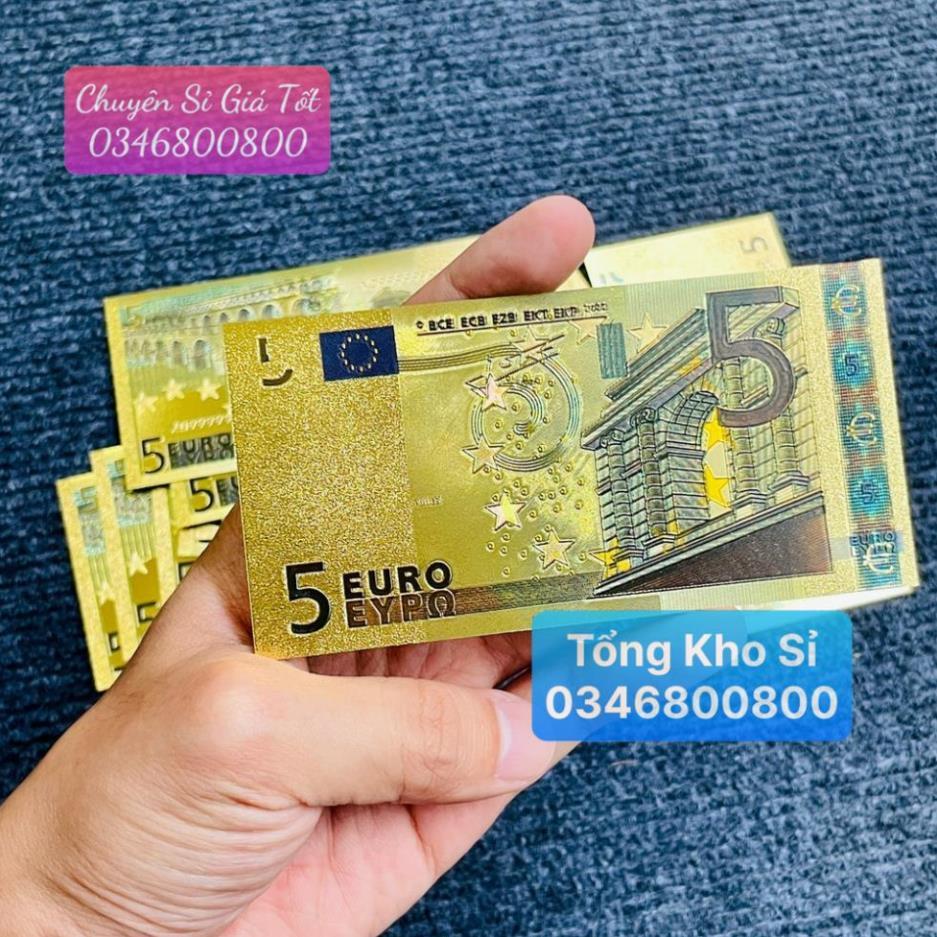 Tờ Tiền Kỉ Niệm 5 EURO Plastic Mạ Vàng Lì Xì Tết May Mắn