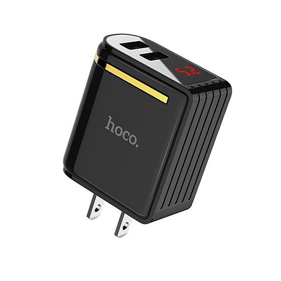 Củ sạc nhanh 2 cổng Hoco C39 US - cốc sạc màn hình LCD hiển thị điện áp - hàng chính hãng