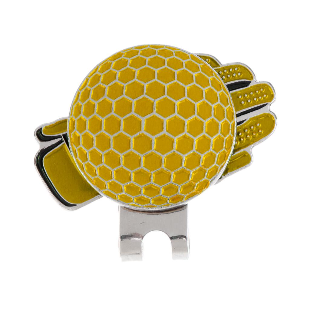 2xFunny Glove Design Golf Hat Clip with Ball Marker Golfer Gift Yellow
